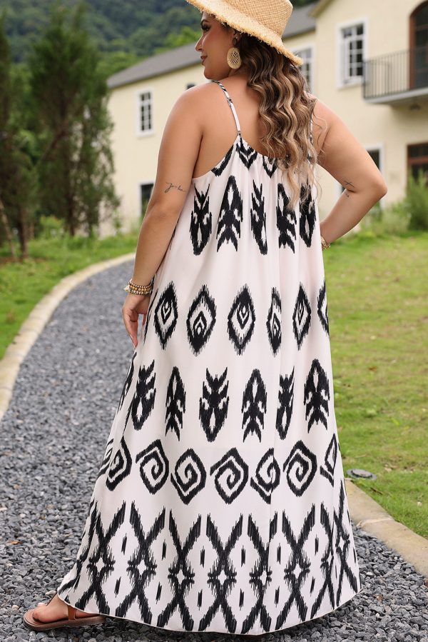 Black Plus Size Western Print Halter Maxi Dress - Image 2