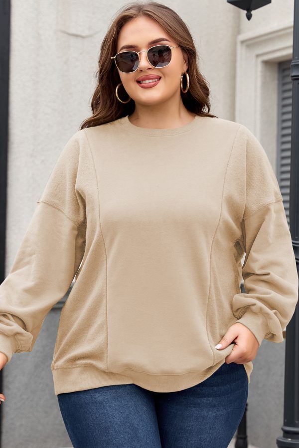 Black Loose Patchwork Crewneck Plus Size Sweatshirt - Image 4