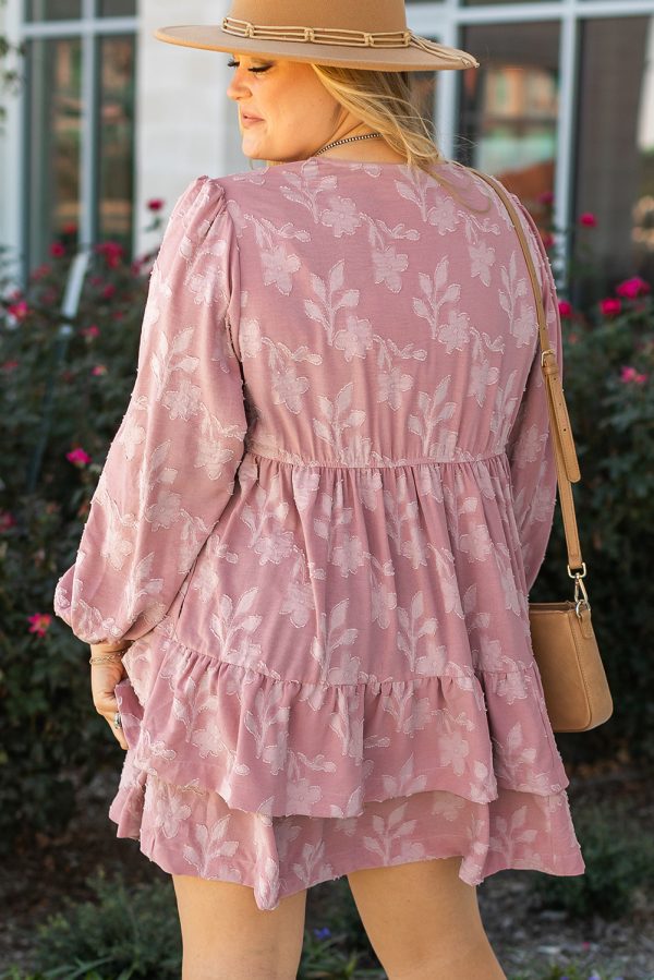 Peach Blossom Floral Surplice V Neck Tiered Ruffled Plus Size Dress - Image 2