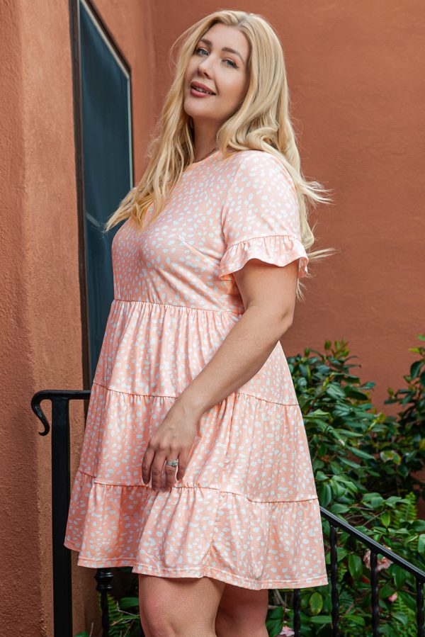 Pink Cheetah Print Tiered Ruffled Plus Size Dress - Image 3