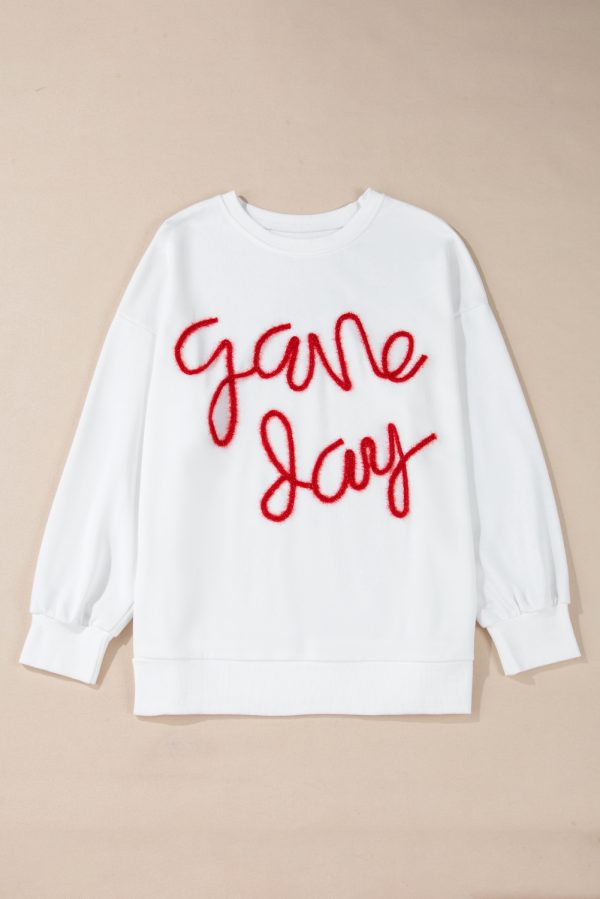 White Plus Size Game Day Tinsel Rugby Football Season Sweatshirt - Image 2