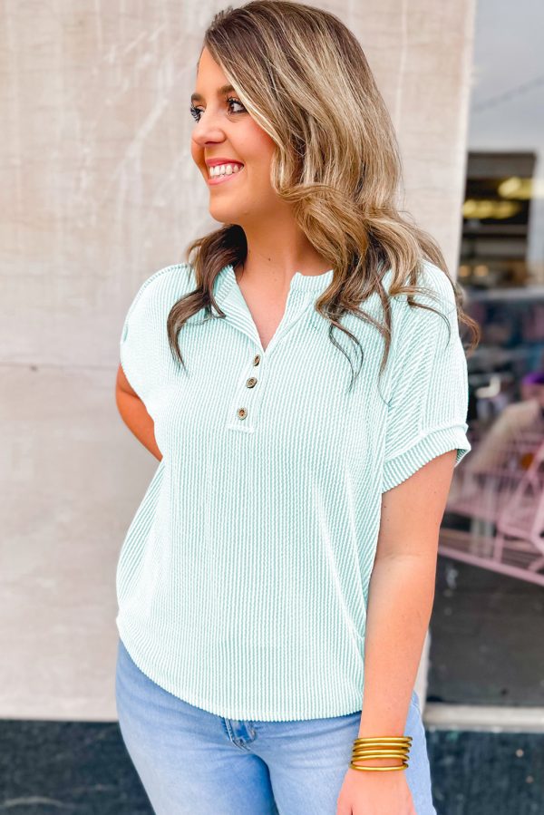 Iceland Blue Plus Size Textured Henley T Shirt - Image 2