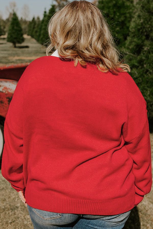 Fiery Red Merry Graphic Christmas Plus Size Sweater - Image 2