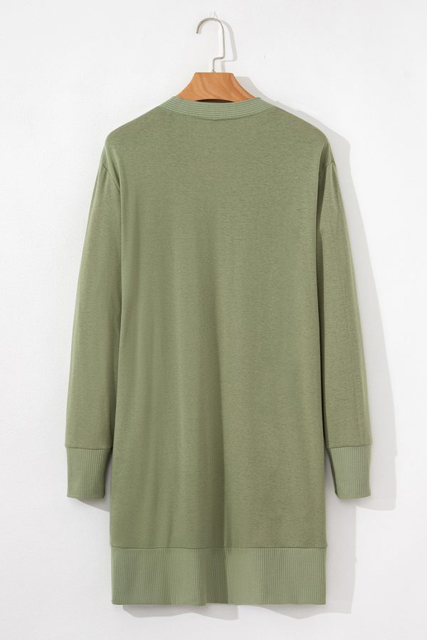 Green Plus Size Snap Buttons Front Knit Cardigan - Image 5